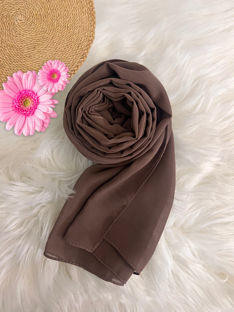Georgette Hijab-English Walnut Brown