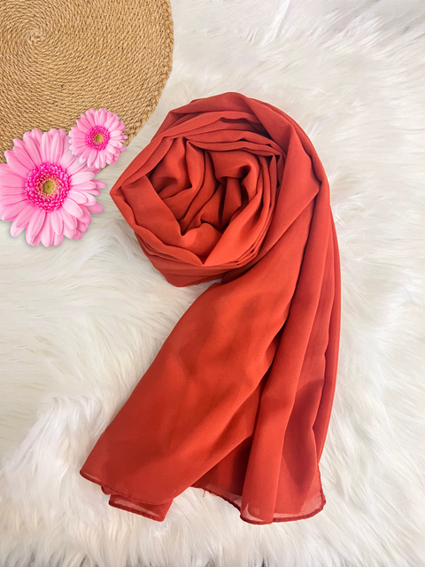 Georgette Hijab-Carrot Red