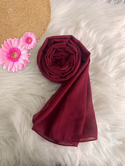 Maroon-Georgette Hijab