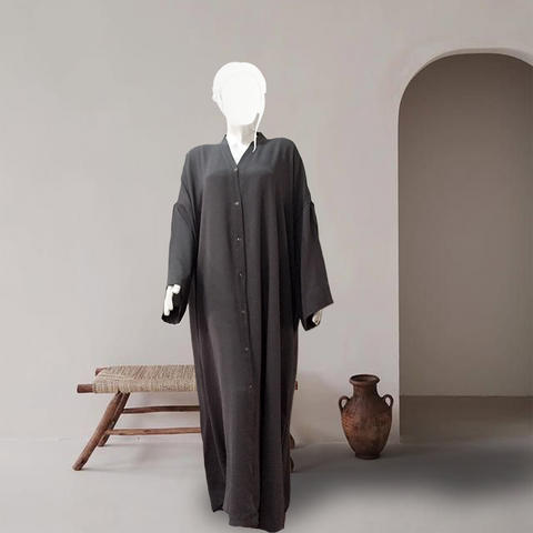 Fajr Gray Abaya – Elegence  Modesty in a Modern Shade